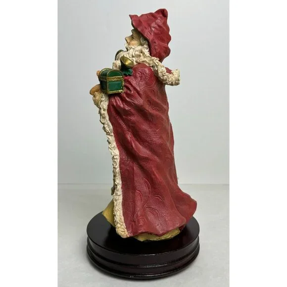 Vtg Musical Santa Figurine Wooden Base 12" Tall O Tannenbaum Wind Up Red Cape - Picture 7 of 16